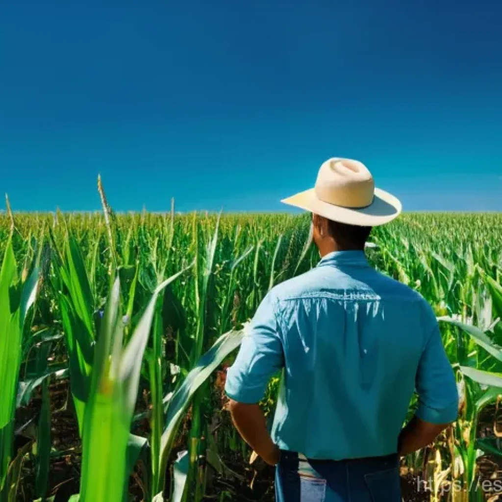 대체 플라스틱 소재의 공급망 관리 - **Prompt:** A vibrant, sun-drenched agricultural field, possibly of corn or sugar cane, stretching t...