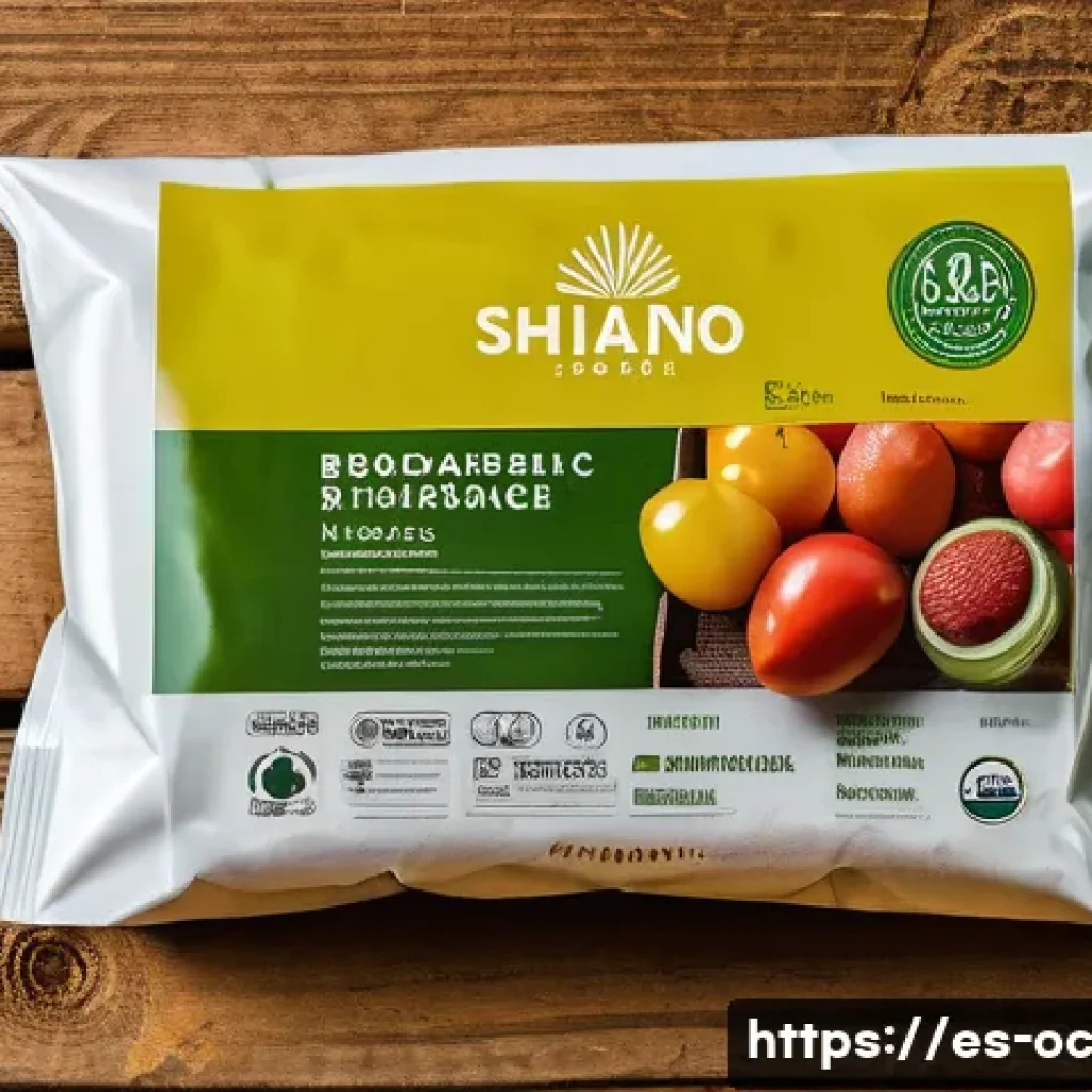 대체 플라스틱 소재의 실험적 연구 - A vibrant close-up of biodegradable bioplastic packaging made from corn starch, displayed on a rusti...