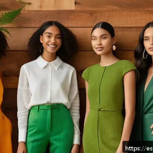 Home 31 대체 플라스틱 소재와 섬유 산업 - A vibrant fashion studio scene showcasing diverse models wearing sustainable clothing made from plan...
